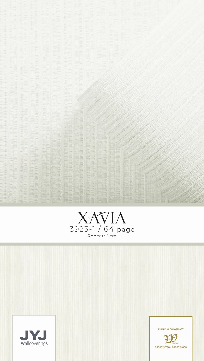 Giấy dán tường Xavia sọc tăm màu trắng 3923-1